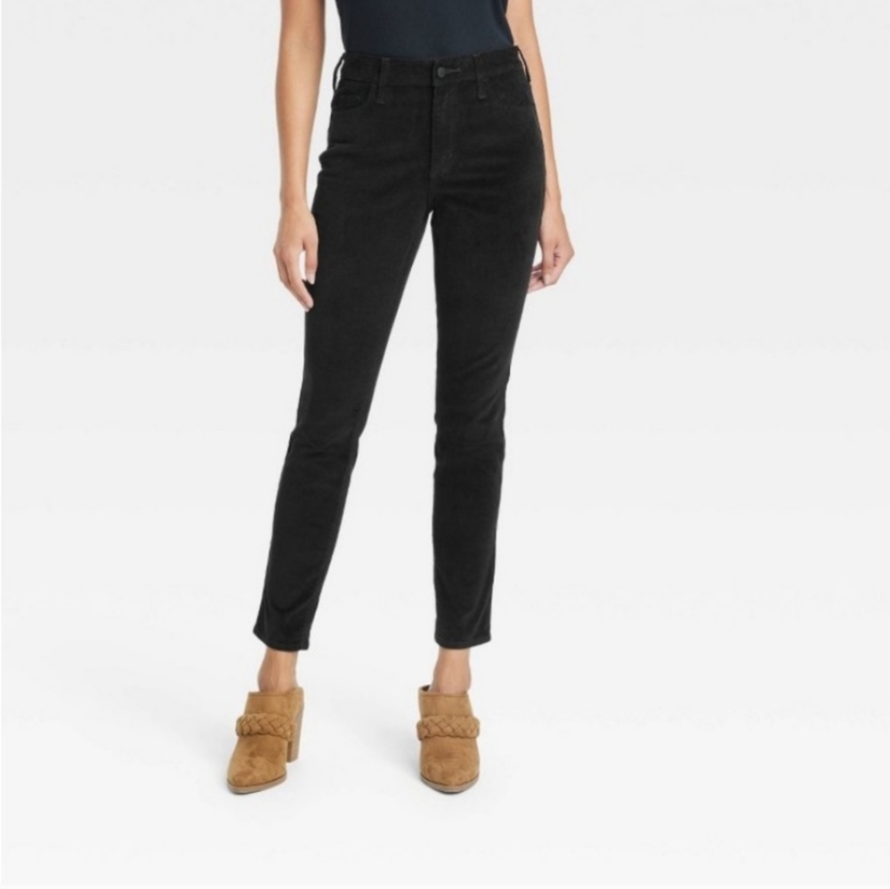 Universal Thread Black Velvet Velour High-Rise Skinny Pants Size 10/30R - Picture 1 of 17